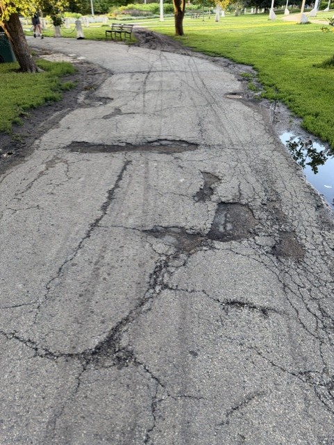 Crumbling pathways in Lincoln Park